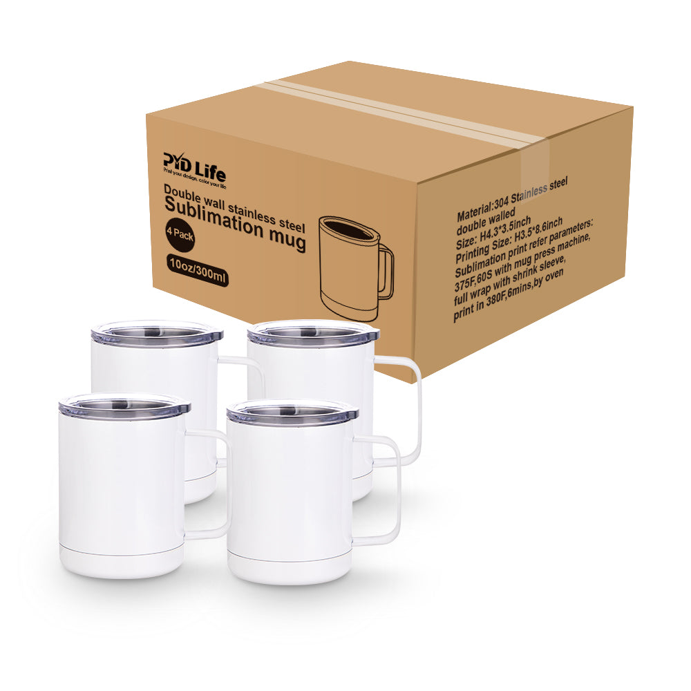 Sublimation Coffee Cups Insulated Double Wall White with Handle and Li –  PYD LIFE
